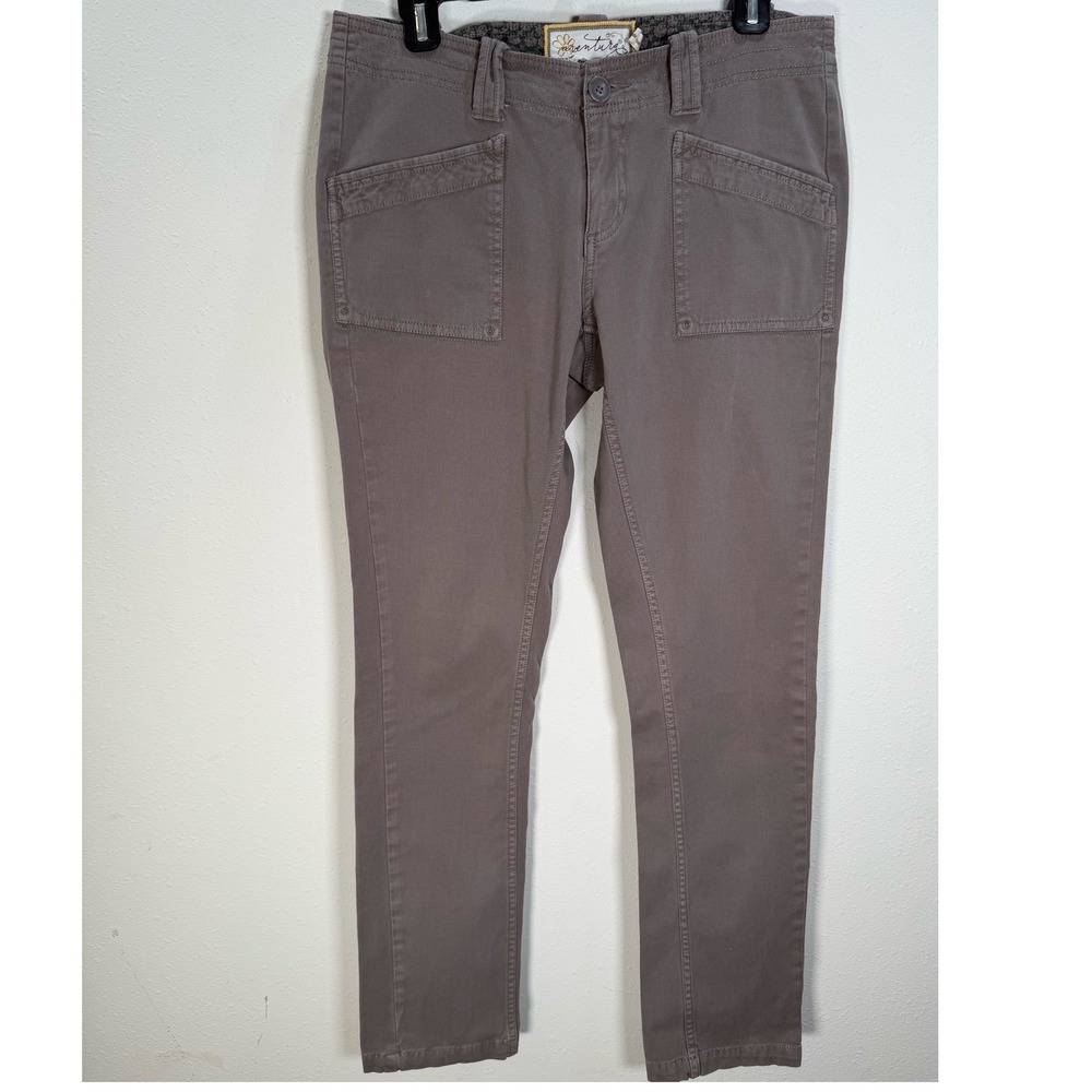 Aventura Utility Pants Women's Tara Taupe Gray Slim Straight Sz 8 Organic Cotton